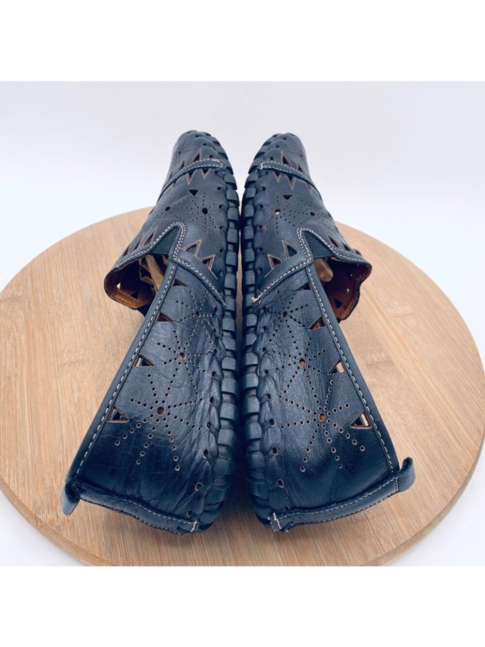 Spring Step Shoes Womens 10 41 Black Leather Perforated Loafers Artisan Boho - Picture 8 of 10